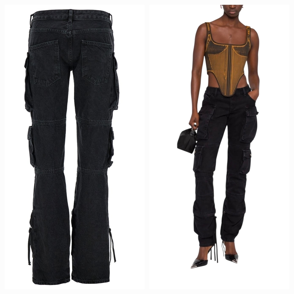 THE ATTICO Black Essie Cargo Pants  Size 25 NWT